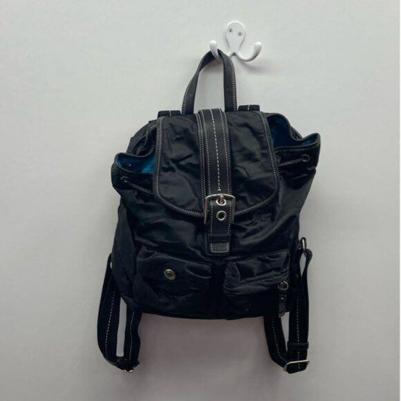 Nice and clean Women's Coach Brand Black Nylon Cargo Backpack - Picture 1 of 6